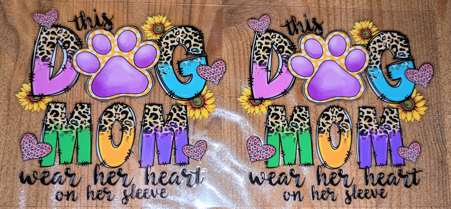 16 Oz Sticker Dog Mom Hunde Mama Herz Pfote Blume Leine CS000126
