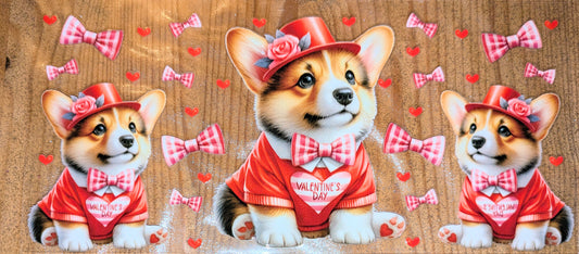 16 Oz Sticker Corgi Valentins Tag Rot Herz Hut Schleife Liebe CS000127