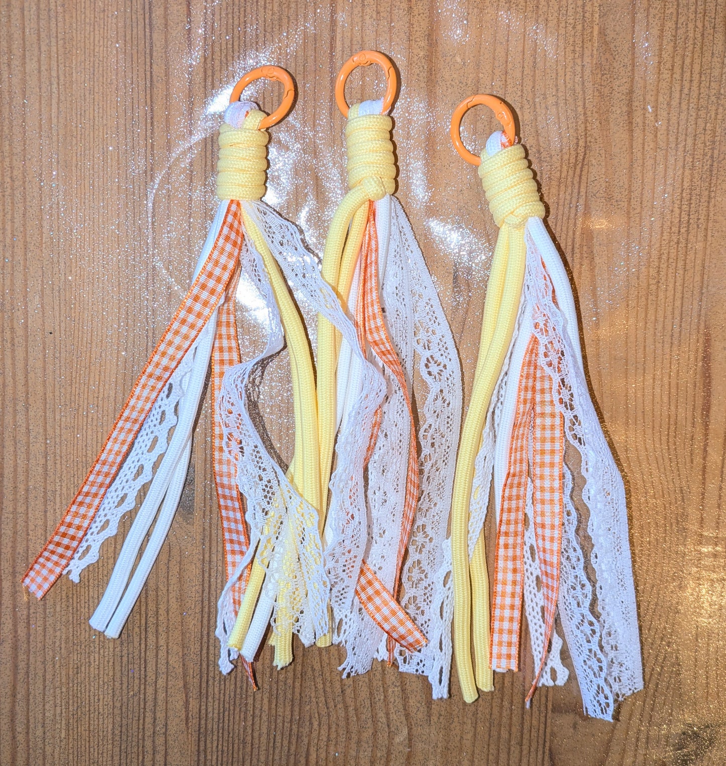 Bänder Makramee Doppellagig gelbtöne Spitze zum einfachen Gestalten von Schlüsselanhängern