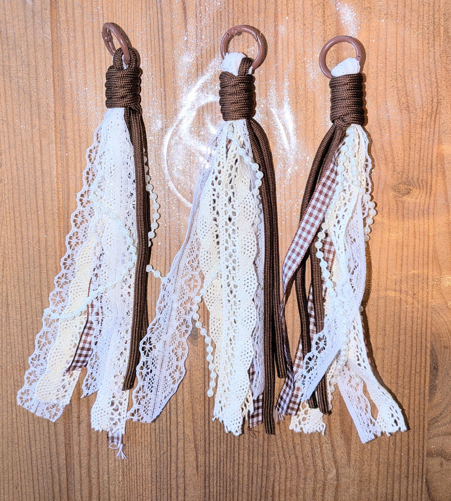 Bänder Makramee Doppellagig brauntöne Spitze zum einfachen Gestalten von Schlüsselanhängern