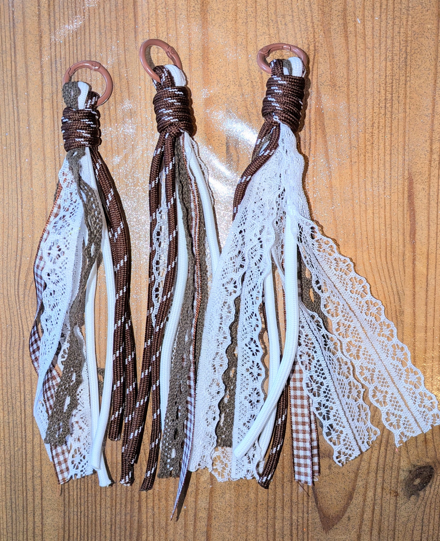 Bänder Makramee Doppellagig brauntöne Spitze zum einfachen Gestalten von Schlüsselanhängern