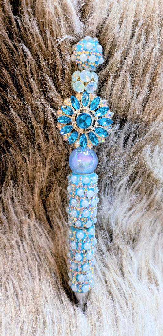 Eleganter Glitzer-Kugelschreiber in Blau – funkelnder Blickfang mit edlen Details