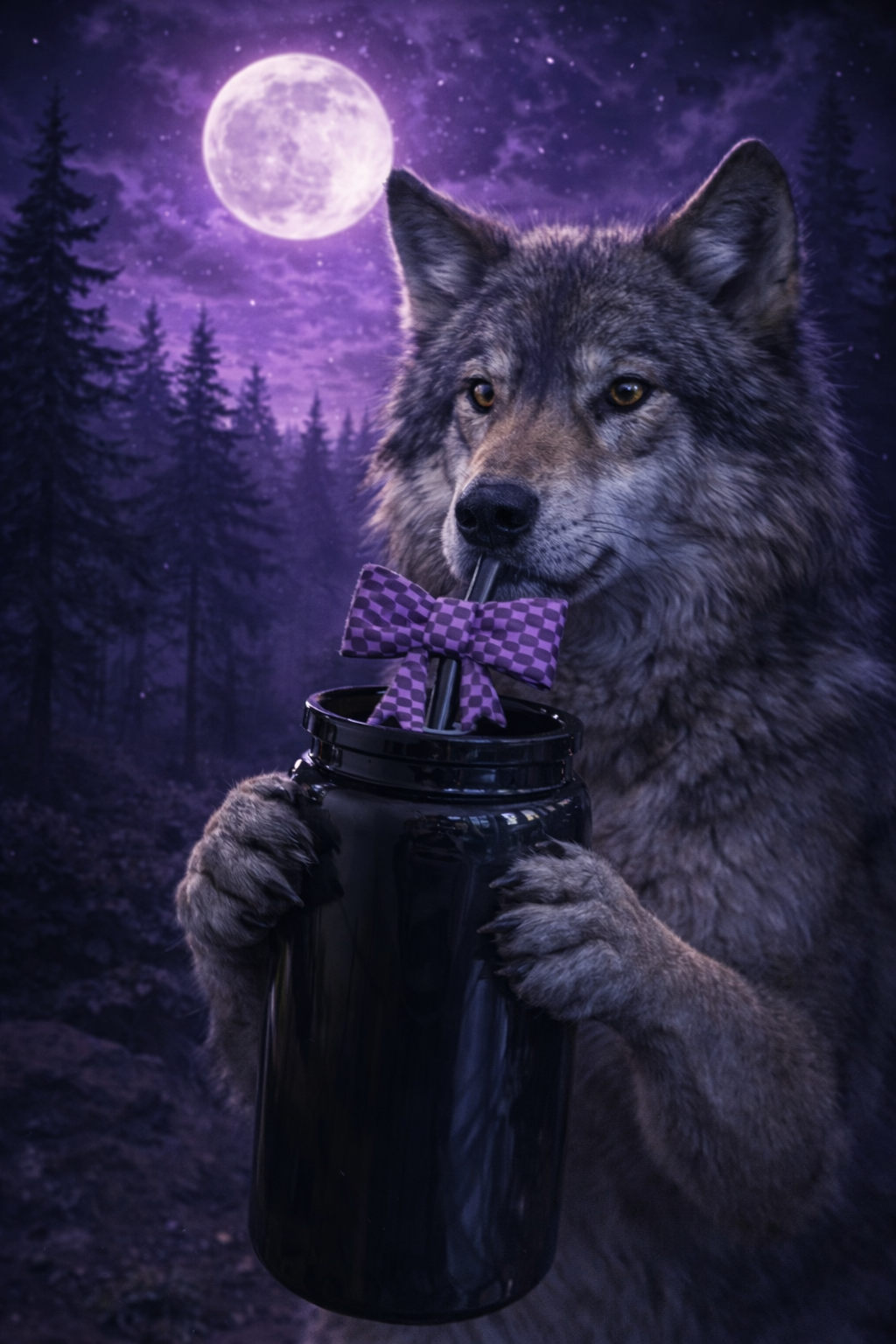 Silikon Trinkhalm Topper schwarz lila Karriert